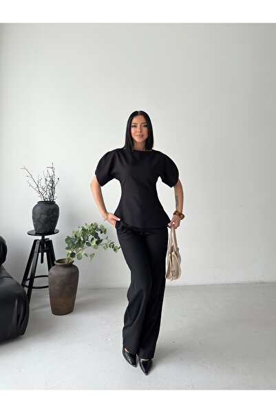 Eztila طقم بلوزة بأكمام قصيرة وبنطلون من موديل ZR