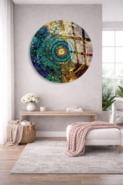 TAULART TABLOU DIN STICLA INSTRUCTIBILĂ – DESIGN ARTISTIC ABSTRACT CU MOZAIC ...