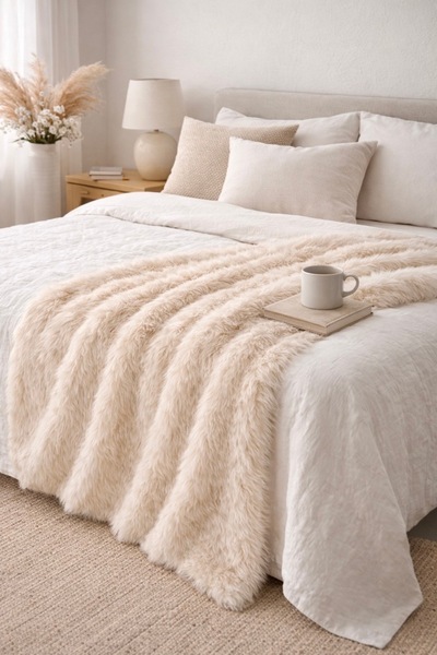 EYPRICH غطاء كنبة - غطاء تلفزيون - غطاء سرير - قماش سويدي ناعم من الفرو 155x1...