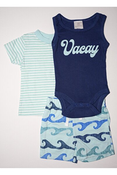 Bambimici - Printed Baby Body Suit Set of 3 Piece, 03M to 12M