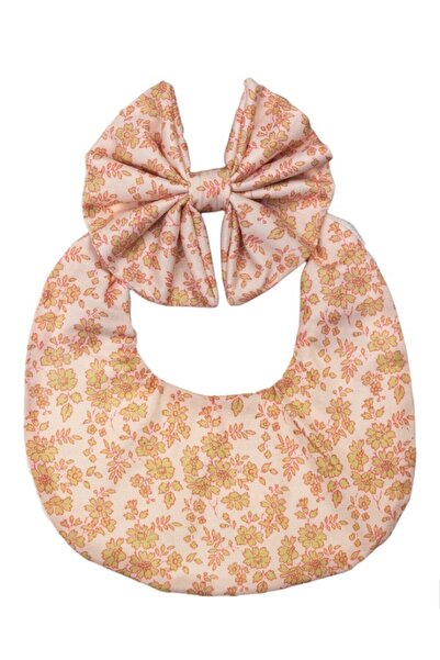 Bambimici - Luna Ribbon Headband & Baby Bib Set - Peach