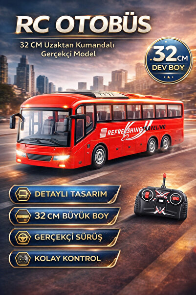 TRENDZONE Uzaktan Kumandalı Şarjlı LED Işıklı RC Otobüs 32 cm - Full Fonksiyo...