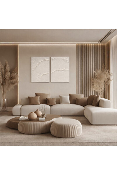 LIVORA ART Dokulu Tablo 3 Boyutlu Alçı Tablo İskandinav Tablo Minimalist El Y...