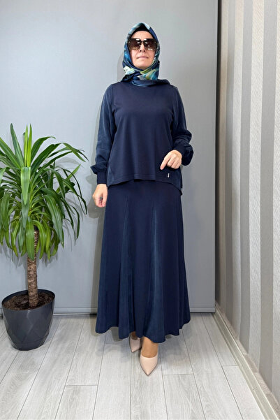 MISS DALIDA Evaize Cut Ankle Elastic Tunic Skirt Set Navy Blue T26Y-6028 (2012)