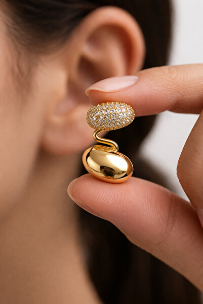 POYASE Stone Detailed S Shape Cartilage Earring with One Side Pin and One Sid...