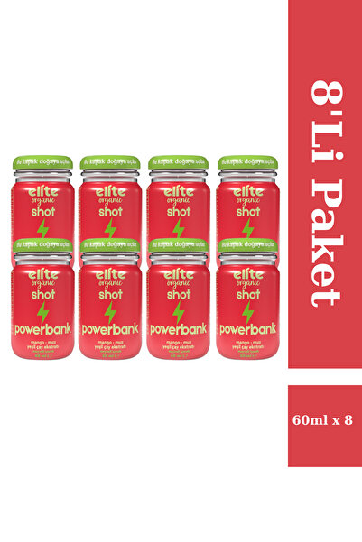 Elite Naturel Powerbank Shot 8 Adet Fonksiyonel İçecek Mango, Muz ve Yeşil Ça...