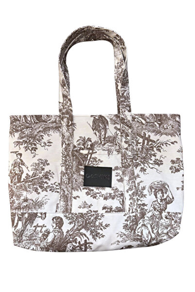 Goshıkı Kiba - Brown French Patterned Snap Fastener Daily Casual Women's Bag