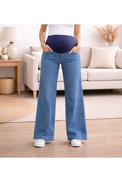 Tria Back Pocket Detailed Young Cut Maternity Jeans Wide Leg