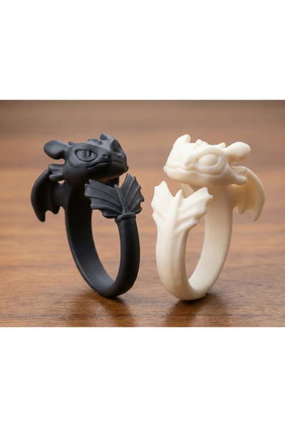 Melbe shop 3D Baskı Ejderha Çift Yüzük – Fantastik ve Şık Tasarım (Unisex)