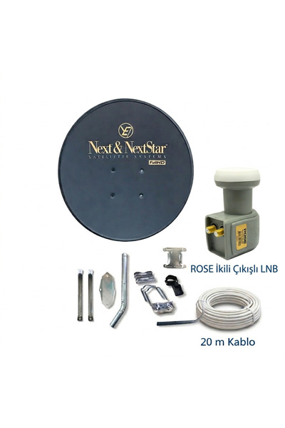 NEXT NEXTSTAR 80CM 0,7mm FIRIN BOYALI-PASLANMAZ Çanak Anten Takımı ( 20m Kabl...