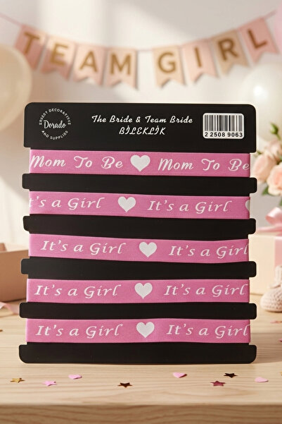 NEWPARİ Mom To Be Girl Pembe Bileklik Seti 5’li - Cinsiyet Partisi & Baby Sho...