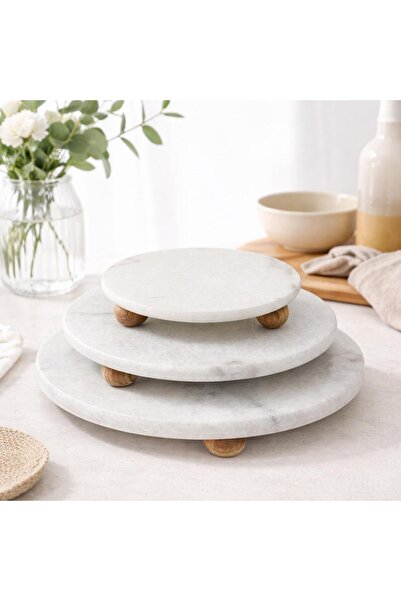 Parla BEYAZ AYAKLI MERMER SUNUMLUK KÜÇÜK BOY