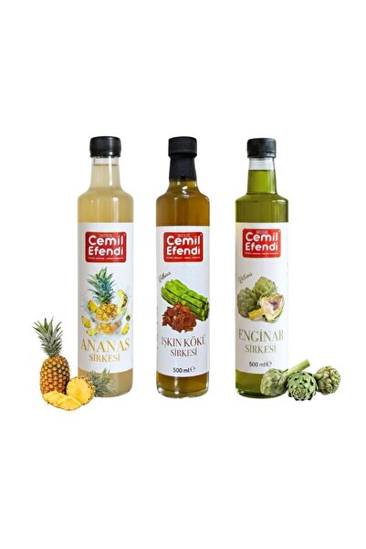 Cemilefendi Ananas Sirkesi 500 ml Işkın Kökü Sirkesi 500 ml Enginar Sirkesi 5...