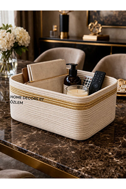 home decors by özlem صندوق تخزين مستطيل الشكل، منظم يدوي الصنع، مصنوع يدويًا