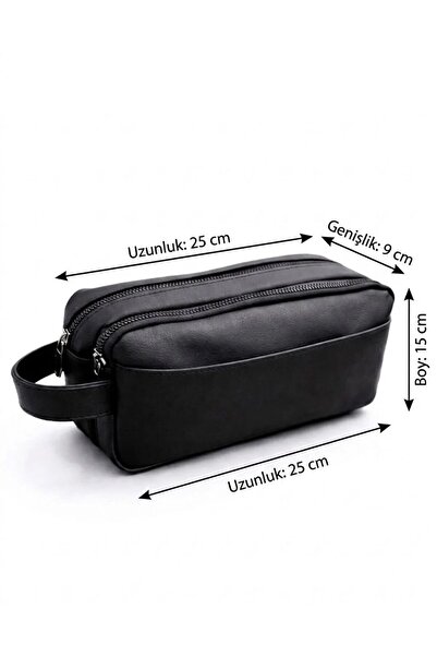 MUBO Men's Clutch Bag 3-Compartment Faux Leather Day Portfolio Bag - Black Ha...