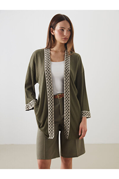 LC Waikiki Özmarka New Season Shawl Collar Patterned Oversized Women's Cardigan