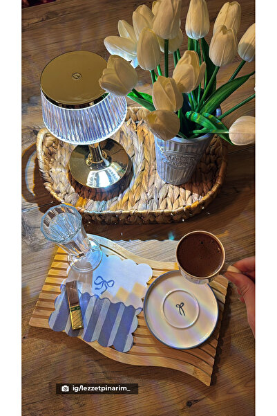 St Morritz Yıkanabilir Kumaş Kokteyl Peçetesi, Çizgili Fiyonk Desen, 1 Adet