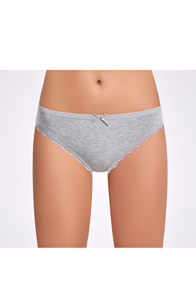 İlke Women's Cotton Lace and Bow Detailed Colorful 12-Piece Slip/Panties