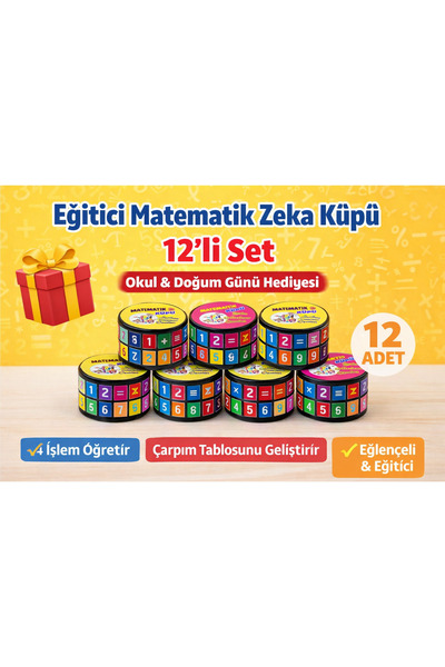 KAR TANESİ Eğitici Matematik Zeka Küpü 12’Lİ Set 4 İşlem Oyunu Okul ve Doğum ...