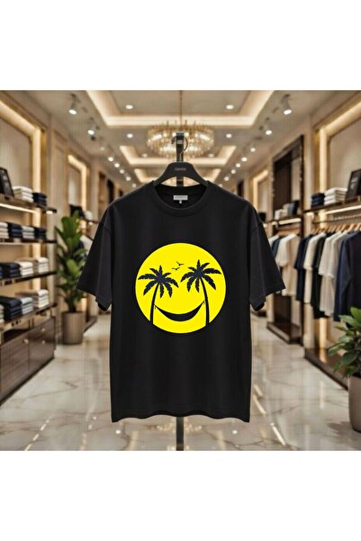 playwear Тениска с принт  "Палмово емоджи ", 100% памук, овърсайз, свободна к...