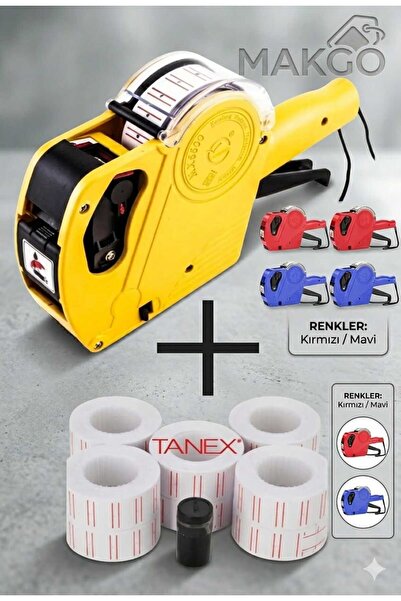 MAKGO Fiyat Etiket Makinesi, 6 Adet Yedek Beyaz Fiyat Etiketi Ve 1 Adet Yedek...