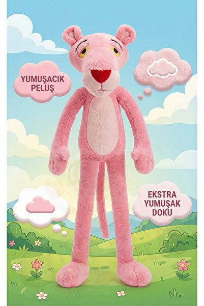 cayenna Ultra Yumuşak Pembe Panter Peluş Oyuncak 60cm - Nostaljik Hediye (Büy...
