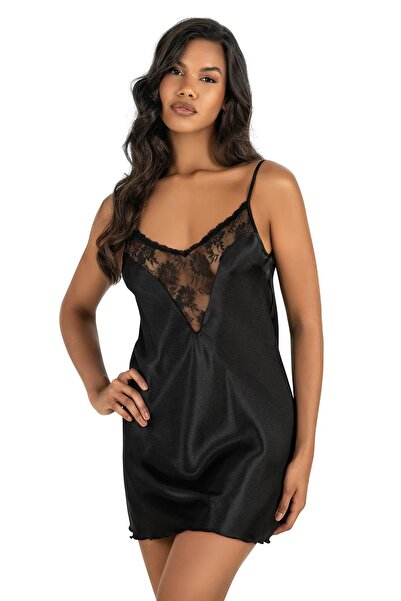 PRIMODA امرأة، أسود، ثوب النوم من الساتان