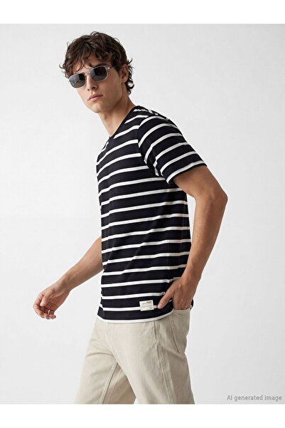 LC Waikiki Crew Neck Striped Combed Cotton Men's T-Shirt