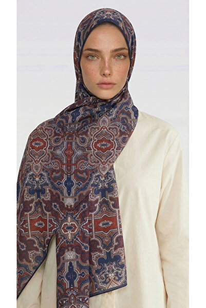 Karaca Șal din bumbac cu model LARA - ALBASTRU ÎNCHIS / ROȘU