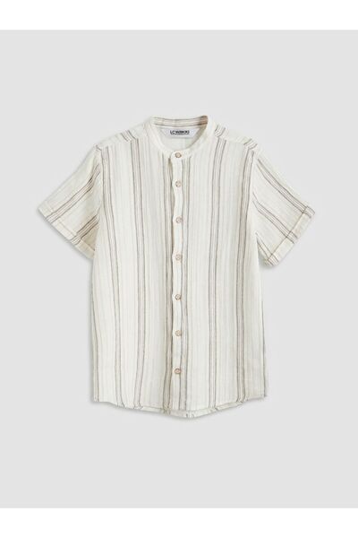 LC Waikiki Hakim Collar Striped Poplin Boys' Shirt