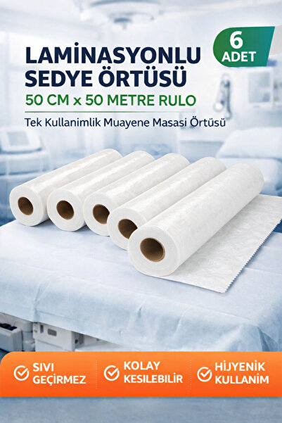 Bezos Laminasyonlu Sedye Örtüsü 50 cm x 50 Metre Rulo Tek Kullanımlık Muayene...