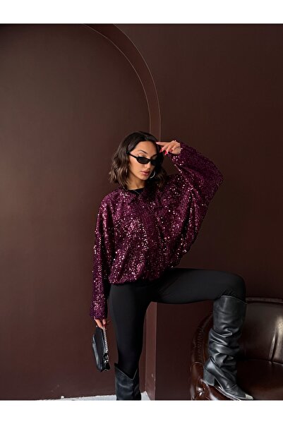 VERYMODA Sequined Oversized Women's Jacket – Zippered Sparkling Stylish Top |...