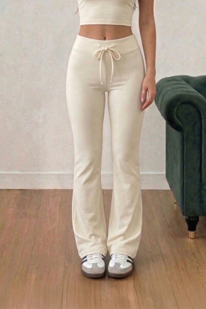 fablair Yumuşak Dokulu Modal Yüksek Bel Esnek Geniş Paça Pantolon