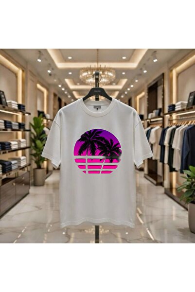 playwear 2026 Noul sezon Tricou cu imprimeu palmier, 100% bumbac, supradimens...