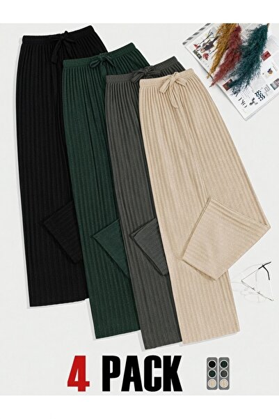 Asel 4-Piece Women's Lycra Comfortable Pants & Sweatpants, Casual Comfortable...