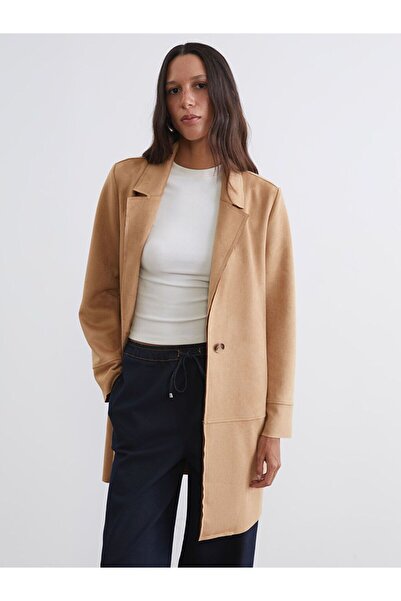 LC Waikiki Jacket Collar Suede Look Women's Coat