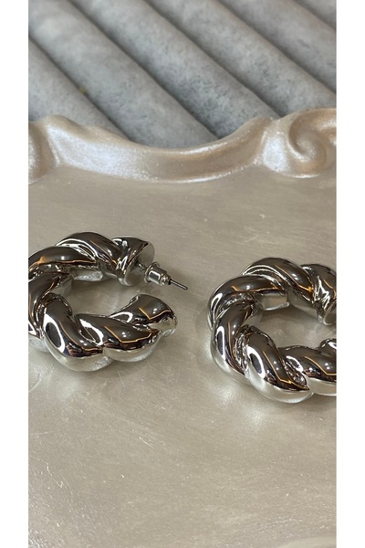 SELUVİA Women's Twisted Model Curved C Half Hoop Earrings – Stylish and Moder...