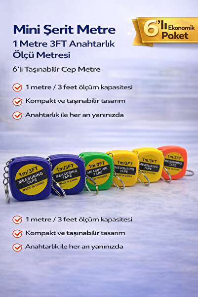 OSKA GLOBAL Mini Tape Measure 1 Meter 3ft Keychain Measure Meter Portable Poc...