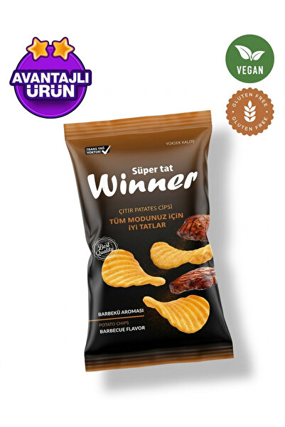 WINNER Vegan ve Glutensiz İçerik Barbekü Aromalı Patates Cips 50gr