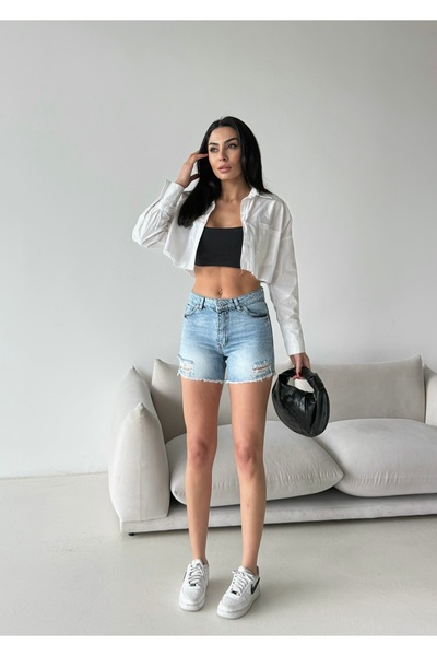 komera ΓΥΝΑΙΚΕΙΟ ΑΝΟΙΧΤΟ ΜΠΛΕ ΣΟΡΤΣ ΜΠΕΡΜΟΥΝΤΑ ΜΕ ΣΚΙΣΜΕΝΕΣ ΛΕΠΤΟΜΕΡΕΙΕΣ