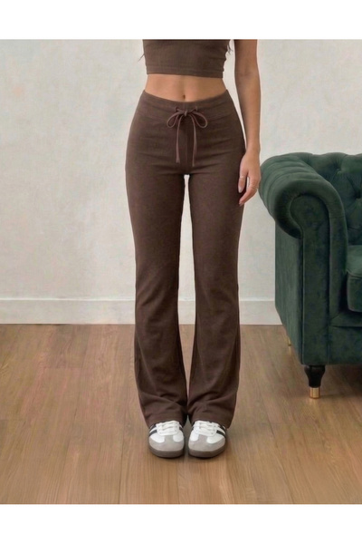 fablair Yumuşak Dokulu Modal Yüksek Bel Esnek Geniş Paça Pantolon