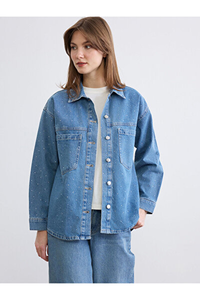 LC Waikiki Vizyon New Season Stoned Women's Shirt Jacket