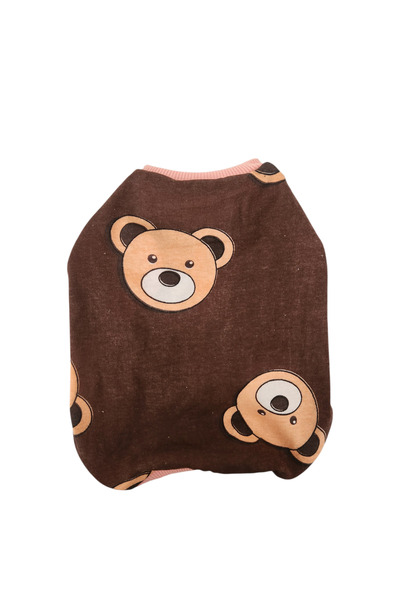 atelyu قميص على شكل قطة وكلب باللون البني على شكل دب