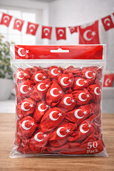 OSKA GLOBAL Red Balloon Set with Crescent and Star, Party Balloon with Turkis...