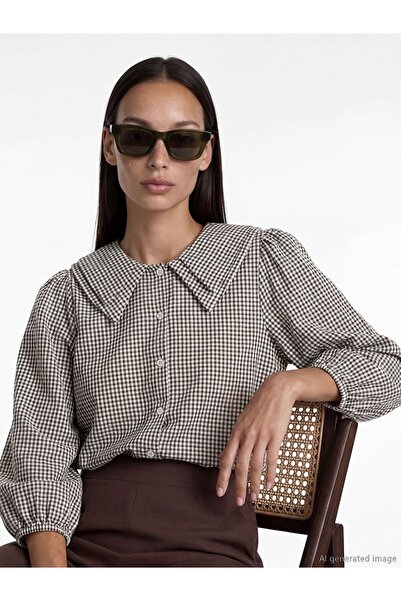 LC Waikiki Baby Collar Plaid Women's Shirt