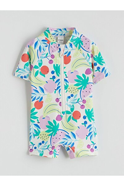 LC Waikiki Patterned Short Sleeve Girls' Swimsuit