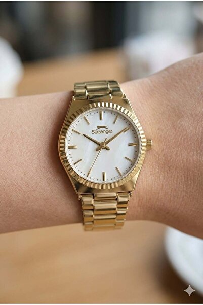 Slazenger Gold Round Case Women's Wristwatch |   32mm Steel Case, Gold Steel ...
