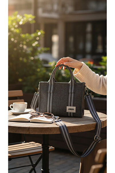 AHMERA Women's Dark Brown Striped Multi-Purpose Zippered Small Shoulder Bag