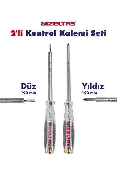 İzeltaş 2-Piece Control Pen Set with Flat and Star Tip 190 mm
