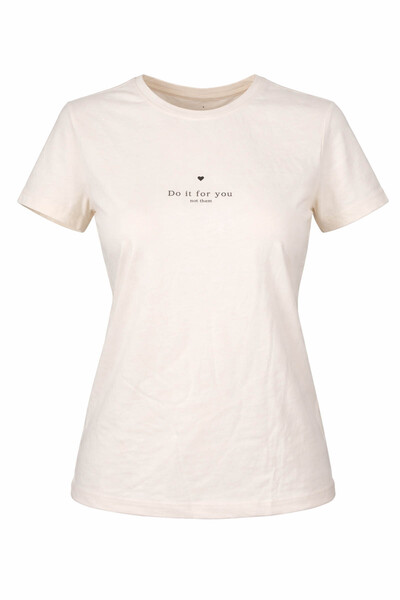 trender تي شيرت نسائي باللون البيج مطبوع عليه Do It For You 26YL71595010